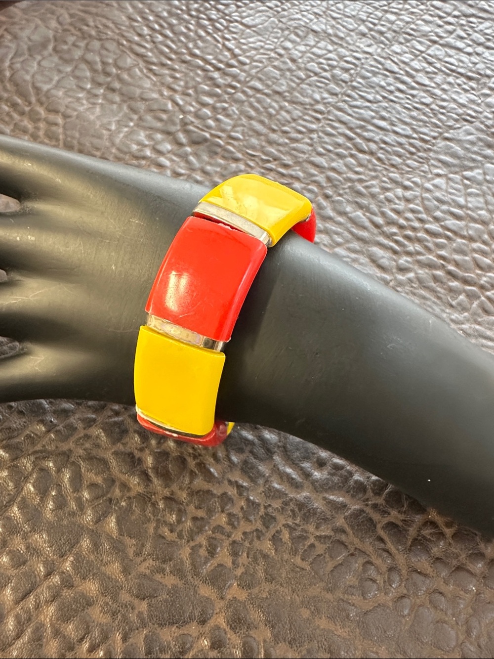 Red and Yellow Retro plastic stretch Bracelet